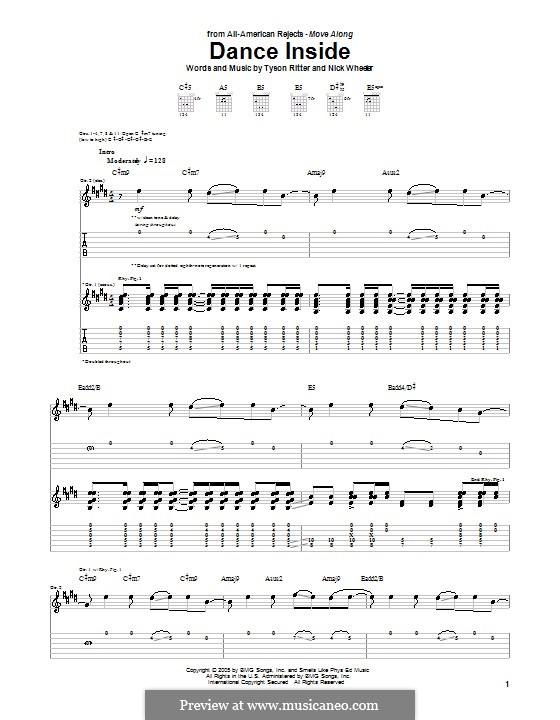 Dance Inside (The All-American Rejects): Für Gitarre mit Tab by Nick Wheeler, Tyson Ritter