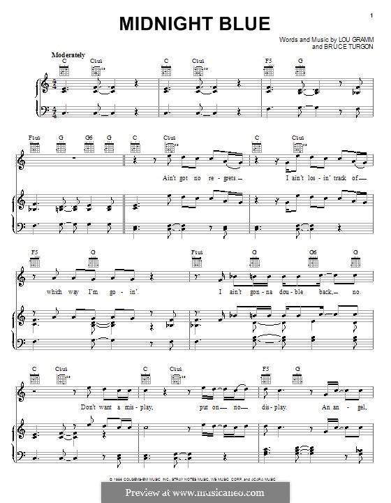 Midnight Blue: Für Stimme und Klavier (oder Gitarre) by Bruce Turgon