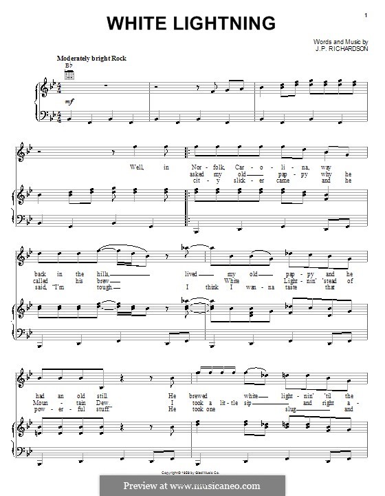 White Lightning: Für Stimme und Klavier (oder Gitarre) by J.P. Richardson