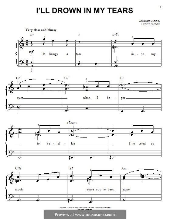I'll Drown in My Own Tears: Für Klavier, leicht by Henry Glover