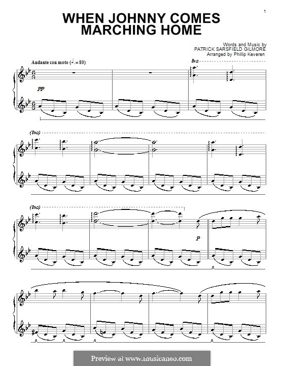 When Johnny Comes Marching Home: Für Klavier by Patrick Sarsfield Gilmore