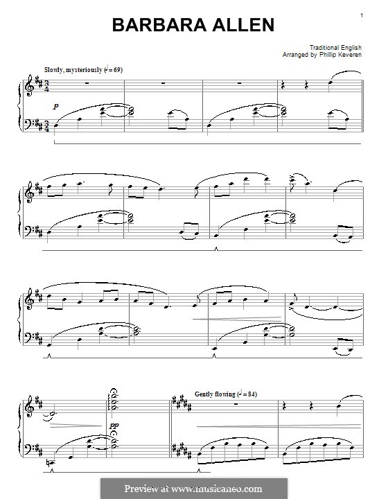 Barbara Allen: Für Klavier by folklore