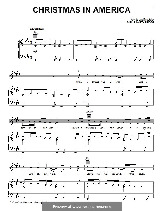 Christmas in America: Für Stimme und Klavier (oder Gitarre) by Melissa Etheridge