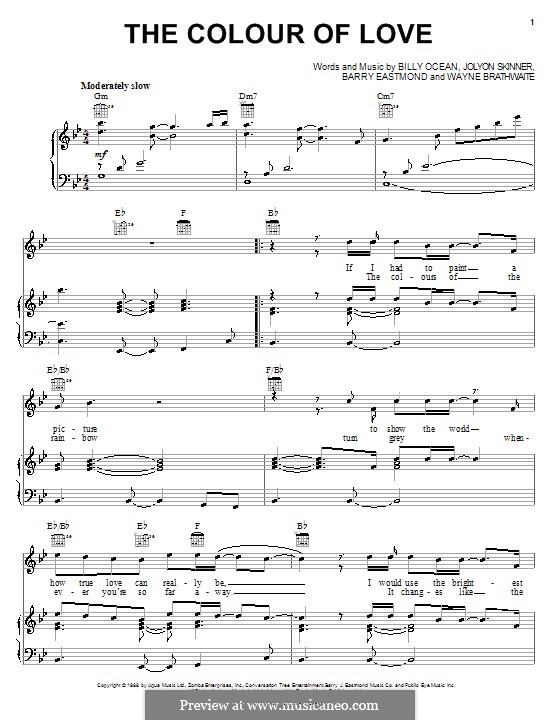 The Colour of Love: Für Stimme und Klavier (oder Gitarre) by Barry J. Eastmond, Joylon Skinner, Wayne Anton Brathwaite