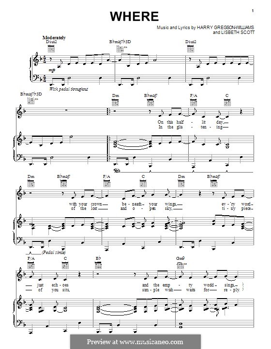 Where (from The Chronicles of Narnia): Für Stimme und Klavier (oder Gitarre) by Harry Gregson-Williams, Lisbeth Scott