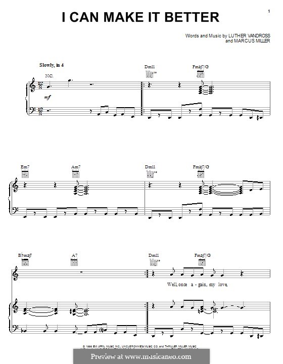 I Can Make It Better: Für Stimme und Klavier (oder Gitarre) by Marcus Miller