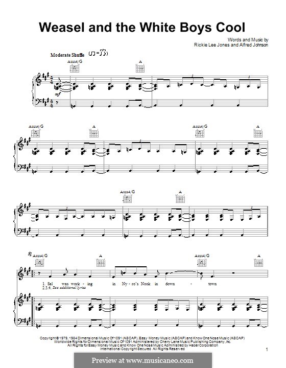 Weasel and the White Boys Cool: Für Stimme und Klavier (oder Gitarre) by Alfred Johnson