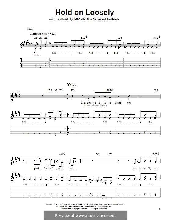 Hold on Loosely (38 Special): Für Gitarre mit Tabulatur by Don Barnes, James Michael Peterik, Jeff Carlisi