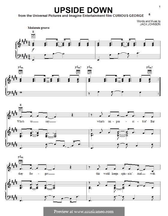 Upside Down: Für Stimme und Klavier (oder Gitarre) by Jack Johnson