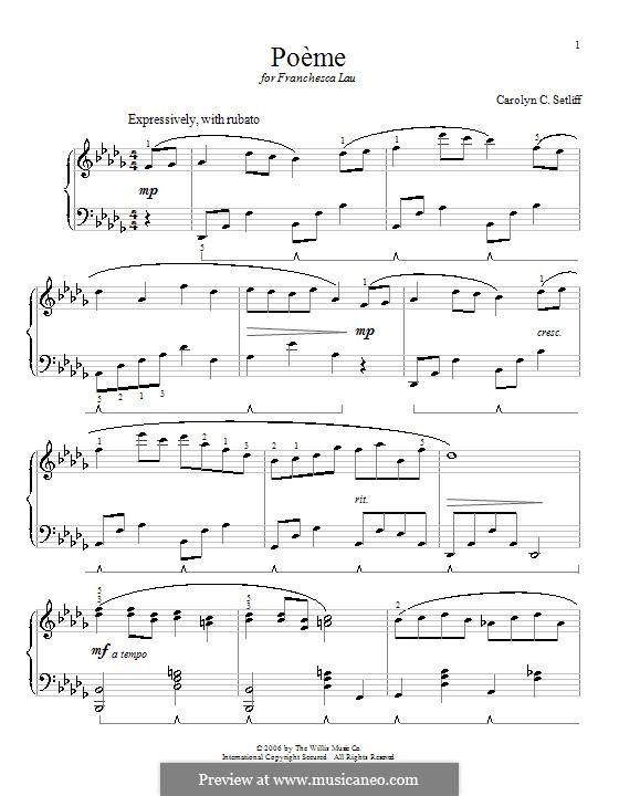 Poeme: Für Klavier by Carolyn C. Setliff