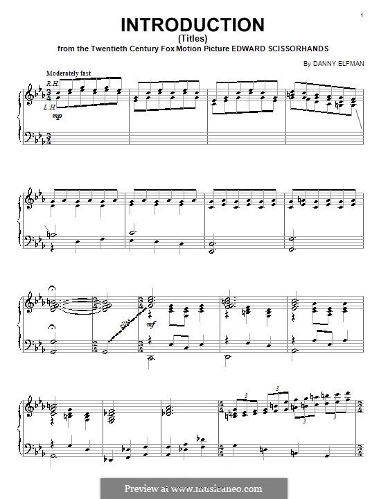 Introduction (from Edward Scissorhands): Für Klavier by Danny Elfman