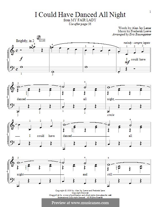 I Could Have Danced All Night (from My Fair Lady): Für Klavier, leicht by Frederick Loewe