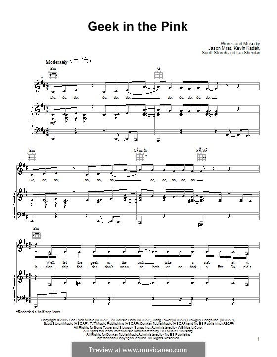 Geek in the Pink: Für Stimme und Klavier (oder Gitarre) by Ian Sheridan, Kevin Kadish, Scott Storch