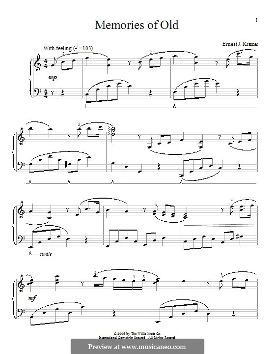 Memories of Old: Für Klavier by Ernest J. Kramer