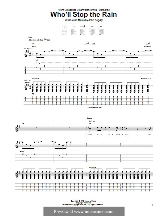 Who'll Stop the Rain (Creedence Clearwater Revival): Für Gitarre mit Tabulatur by John C. Fogerty