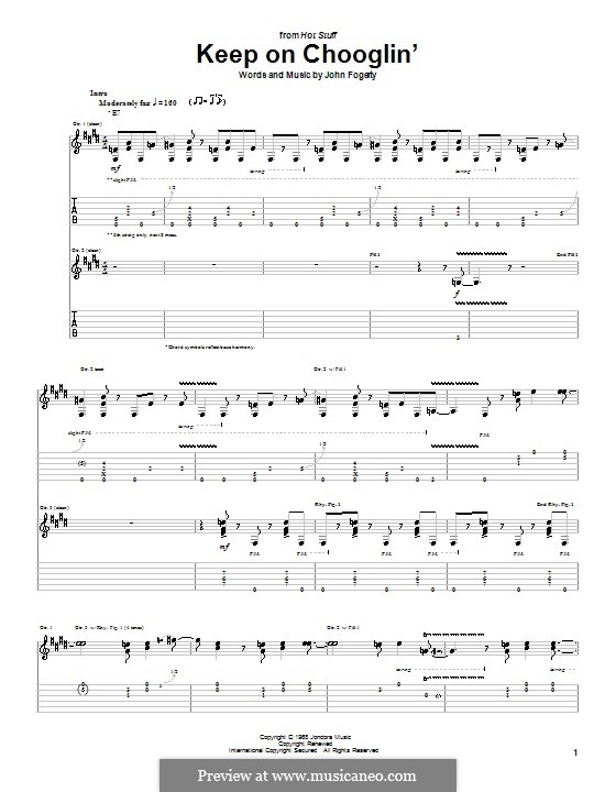 Keep on Chooglin' (Creedence Clearwater Revival): Für Gitarre mit Tabulatur by John C. Fogerty
