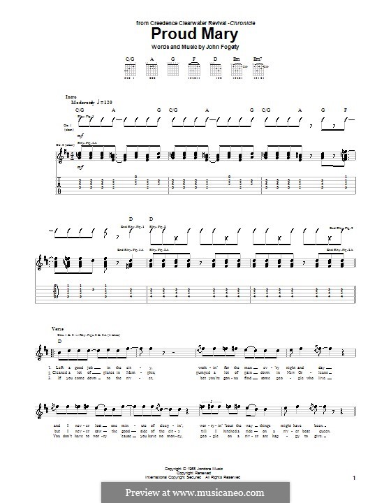Proud Mary (Creedence Clearwater Revival): Für Gitarre mit Tabulatur by John C. Fogerty