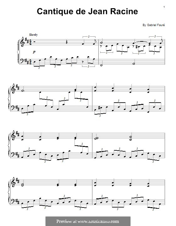 Cantique de Jean Racine, Op.11: Für Klavier (Noten von hohem Qualität) by Gabriel Fauré