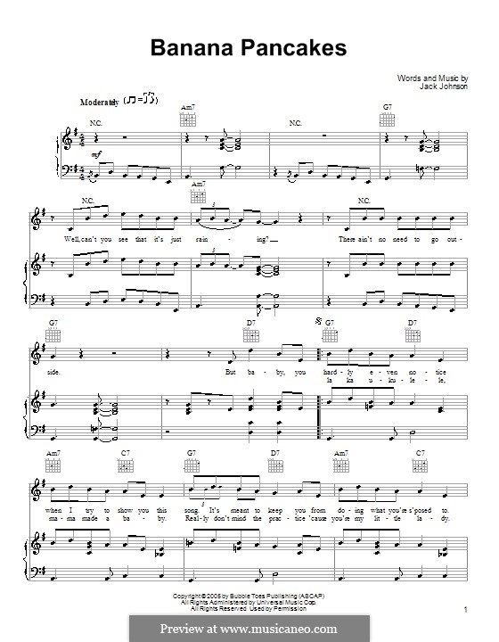 Banana Pancakes: Für Stimme und Klavier (oder Gitarre) by Jack Johnson