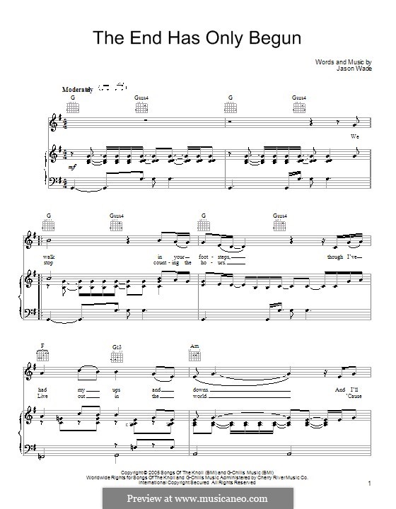 The End Has Only Begun (Lifehouse): Für Stimme und Klavier (oder Gitarre) by Jason Wade