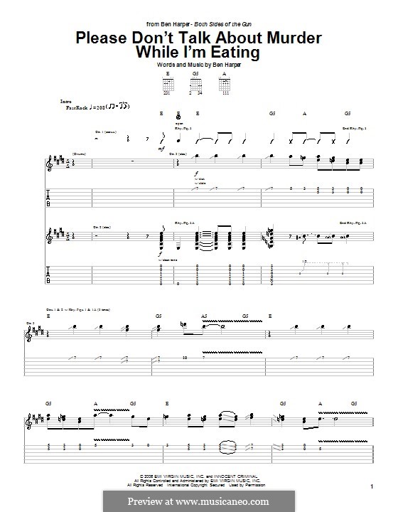 Please Don't Talk About Murder While I'm Eating: Für Gitarre mit Tabulatur by Ben Harper