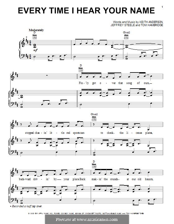 Every Time I Hear Your Name (Keith Anderson): Für Stimme und Klavier (oder Gitarre) by Jeffrey Steele, Tom Hambridge