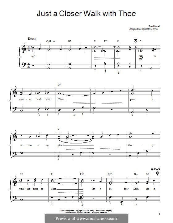 Just a closer walk with thee: Für Klavier (leicht, mit Akkordenbezeichnung) by folklore