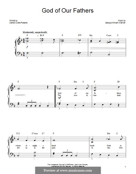 God of Our Fathers: Für Klavier, leicht by George William Warren