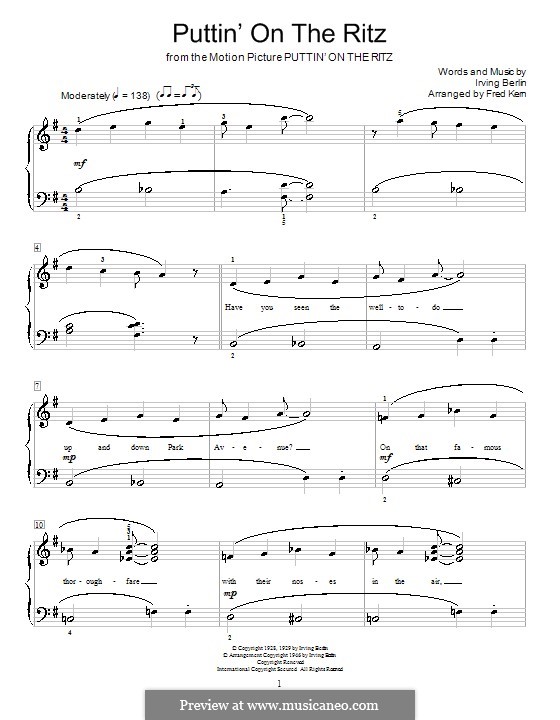 Puttin' on the Ritz: Für Klavier by Irving Berlin
