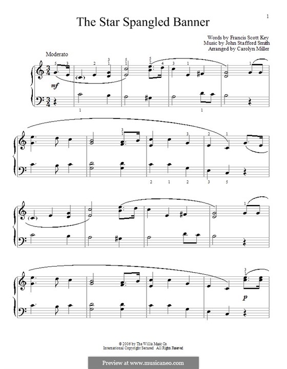 Piano version: C-Dur by John Stafford Smith