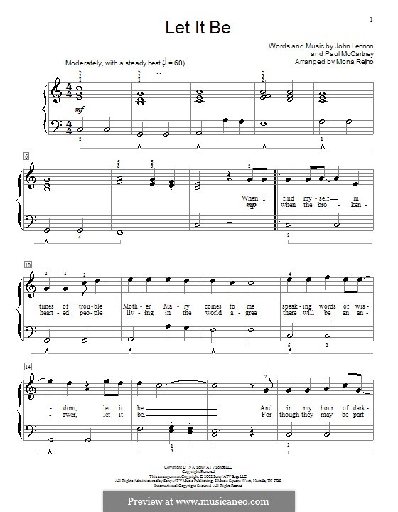 Piano version: Mit Applikatur by John Lennon, Paul McCartney