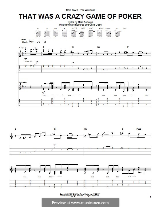 That Was a Crazy Game of Poker (O.A.R.): Für Gitarre mit Tabulatur by Chris Culos, Marc Roberge