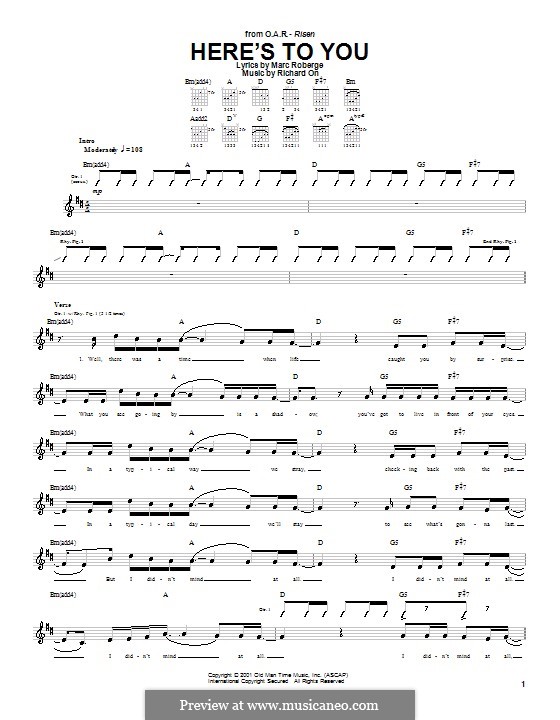 Here's to You (O.A.R.): Für Gitarre mit Tab by Marc Roberge, Richard On