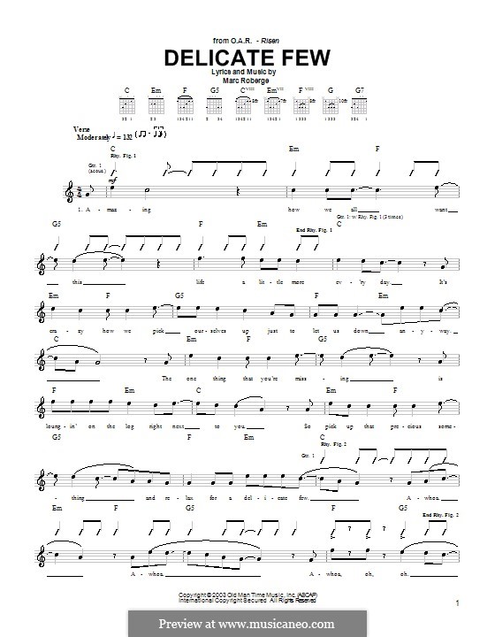 Delicate Few (O.A.R.): Für Gitarre mit Tab by Marc Roberge