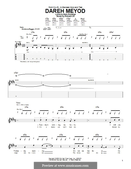 Dareh Meyod (O.A.R.): Für Gitarre mit Tab by Marc Roberge, Richard On