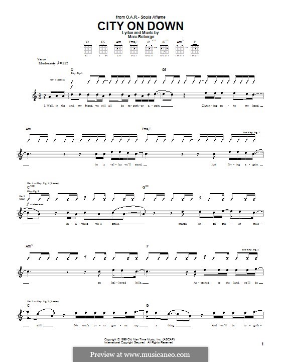 City On Down (O.A.R.): Für Gitarre mit Tab by Marc Roberge