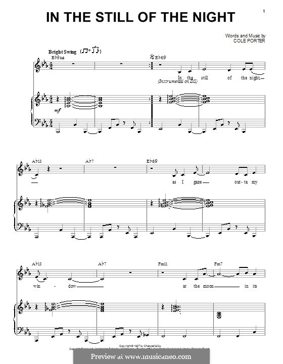 In the Still of the Night: Für Stimme und Klavier oder Gitarre (Es-Dur) by Cole Porter