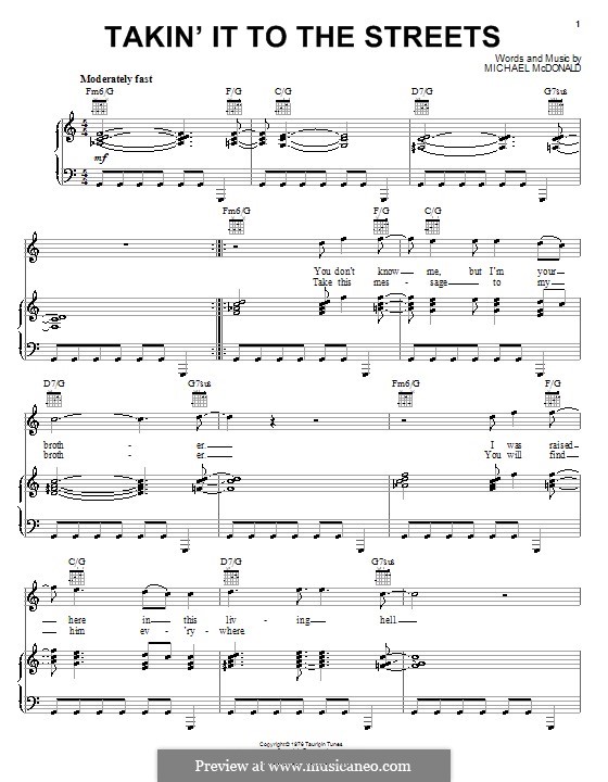 Takin' It to the Streets: Für Stimme und Klavier (oder Gitarre) by Michael McDonald