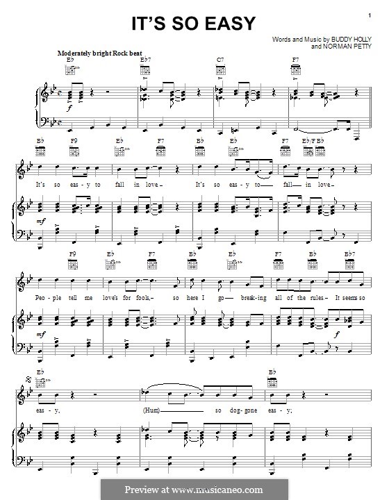 It's So Easy: Für Stimme mit Klavier oder Gitarre (Linda Ronstadt) by Buddy Holly, Norman Petty