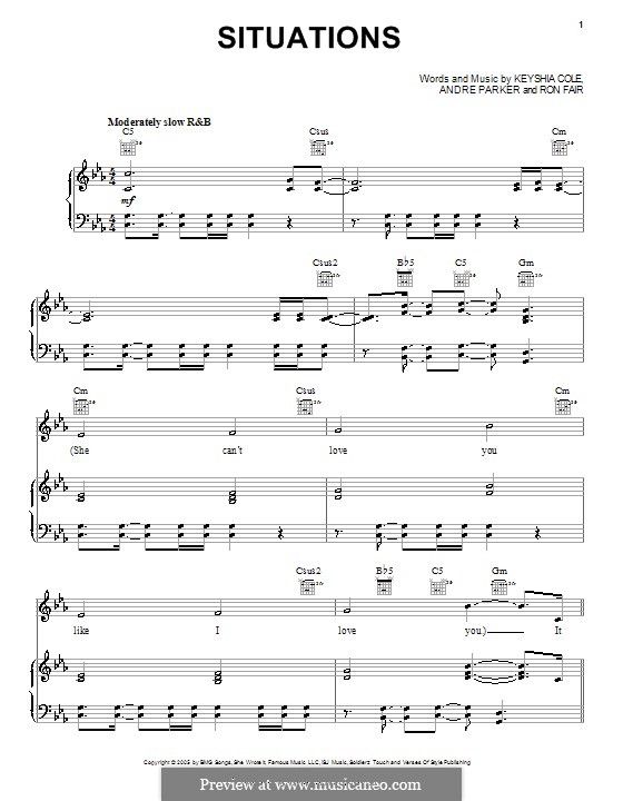 Situations (Keyshia Cole): Für Stimme und Klavier (oder Gitarre) by Andre Parker, Ronald Fair