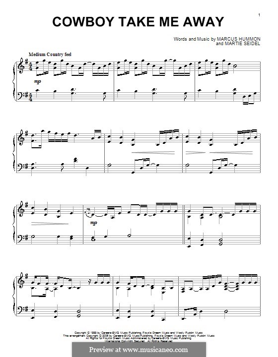 Cowboy Take Me Away The Dixie Chicks Von M Hummon M Seidel Auf Musicaneo Cowboy Take Me Away The Dixie Chicks Von M Hummon M Seidel Auf Musicaneo