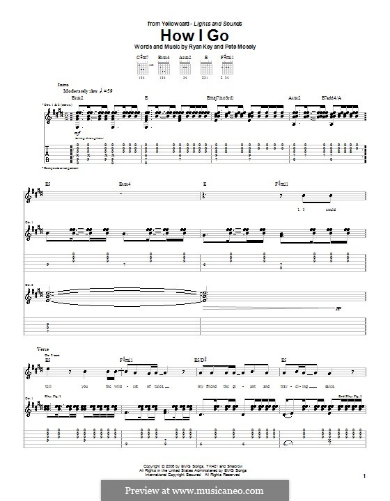 How I Go (Yellowcard): Für Gitarre mit Tabulatur by Peter Mosely, Ryan Key