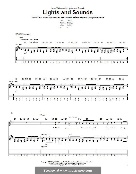 Lights and Sounds (Yellowcard): Für Gitarre mit Tabulatur by Longineu Parsons, Peter Mosely, Ryan Key, Sean Mackin