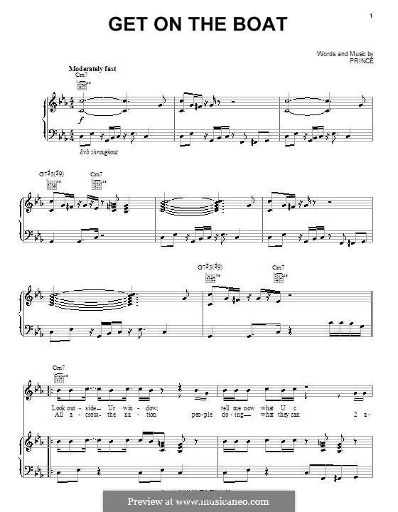 Get on the Boat: Für Stimme und Klavier (oder Gitarre) by Prince