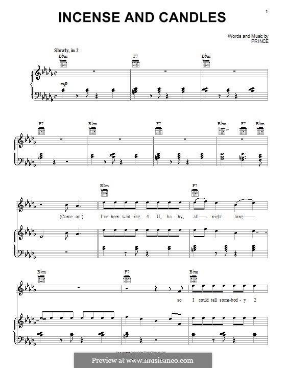 Incense and Candles: Für Stimme und Klavier (oder Gitarre) by Prince