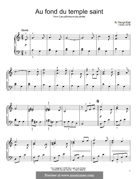 Au fond du temple saint: Für Klavier by Georges Bizet
