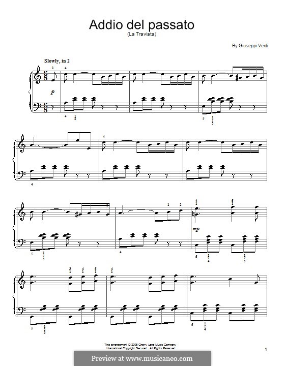 Addio del passato: Für Stimme und Klavier by Giuseppe Verdi