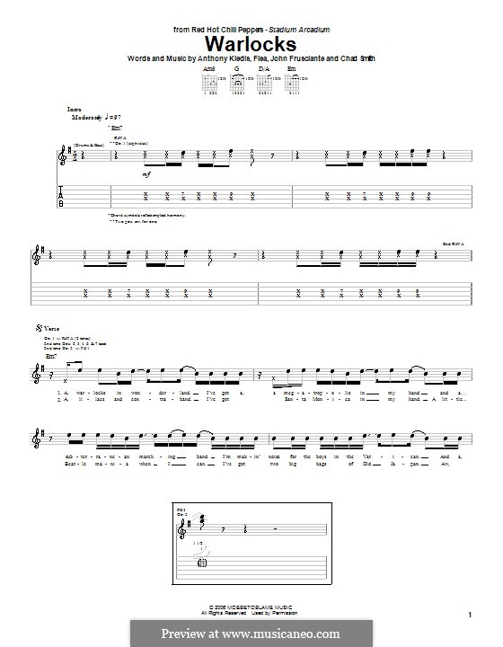Warlocks (Red Hot Chili Peppers): Für Gitarre mit Tabulatur by Flea, Anthony Kiedis, Chad Smith, John Frusciante