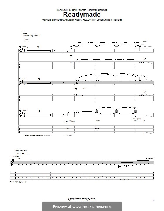 Readymade (Red Hot Chili Peppers): Für Gitarre mit Tabulatur by Flea, Anthony Kiedis, Chad Smith, John Frusciante