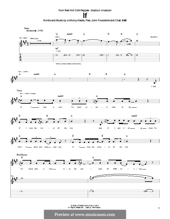 If (Red Hot Chili Peppers): Für Gitarre mit Tabulatur by Flea, Anthony Kiedis, Chad Smith, John Frusciante